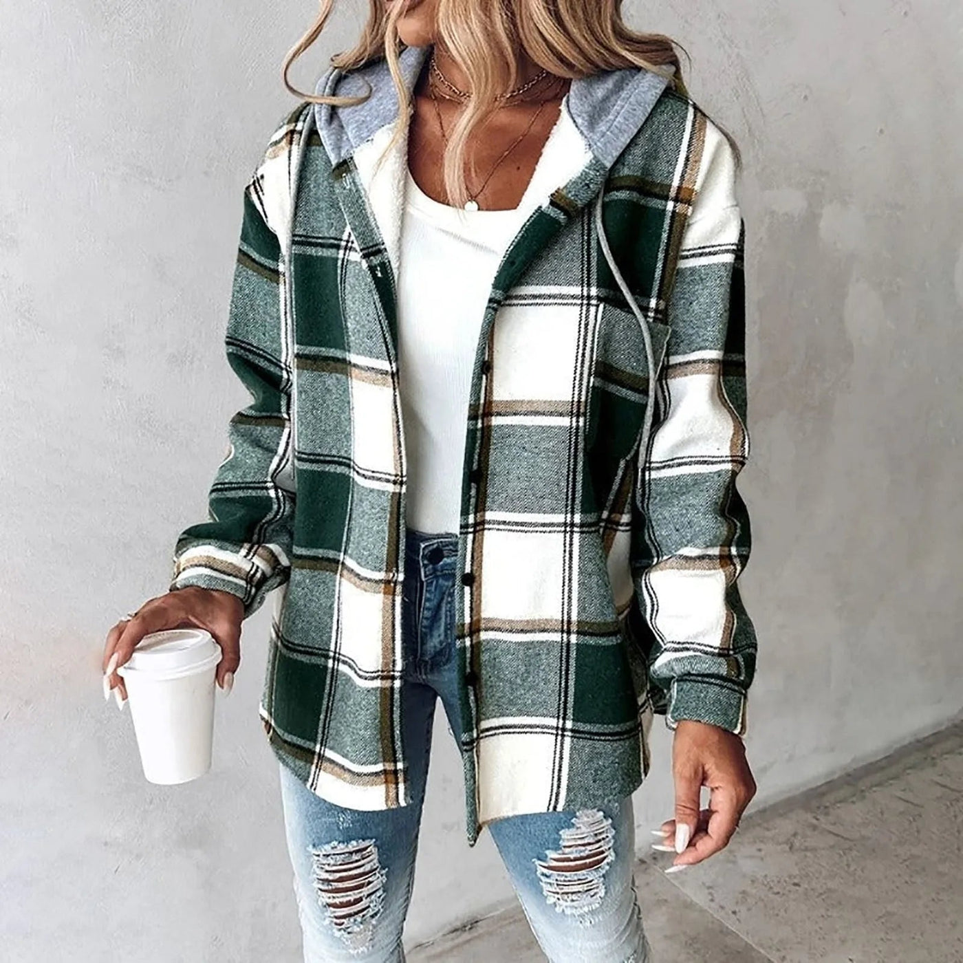 Zara - Veste à capuche en tissu écossais