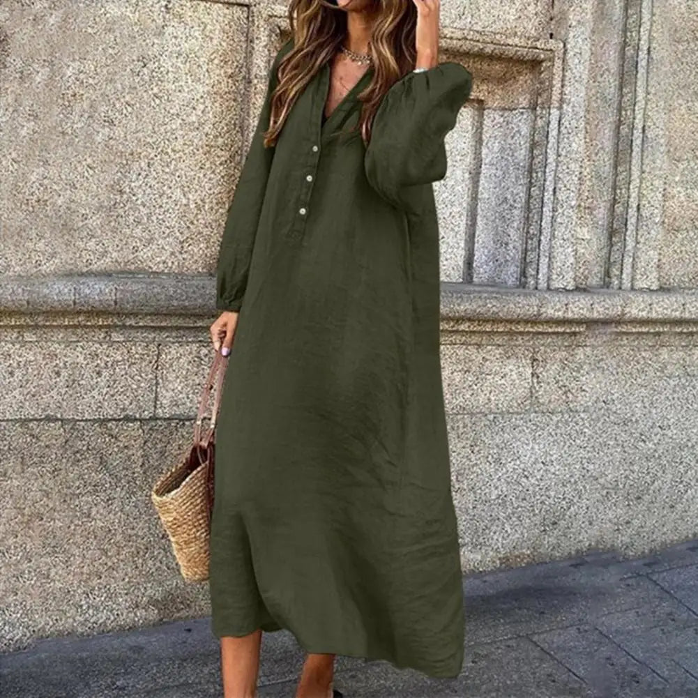 Sage - Robe fluide boutonnée